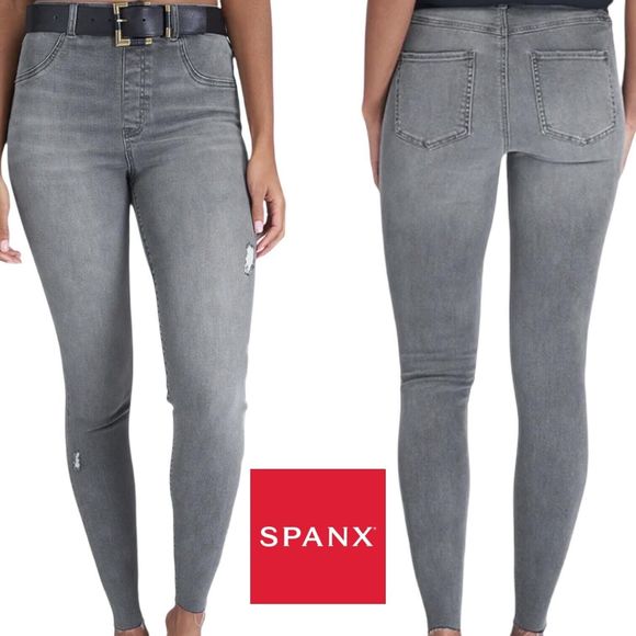 SPANX Jeans Womens Size XS‎ Ankle Skinny Distressed Vintage Grey Jeggings - Picture 3 of 6